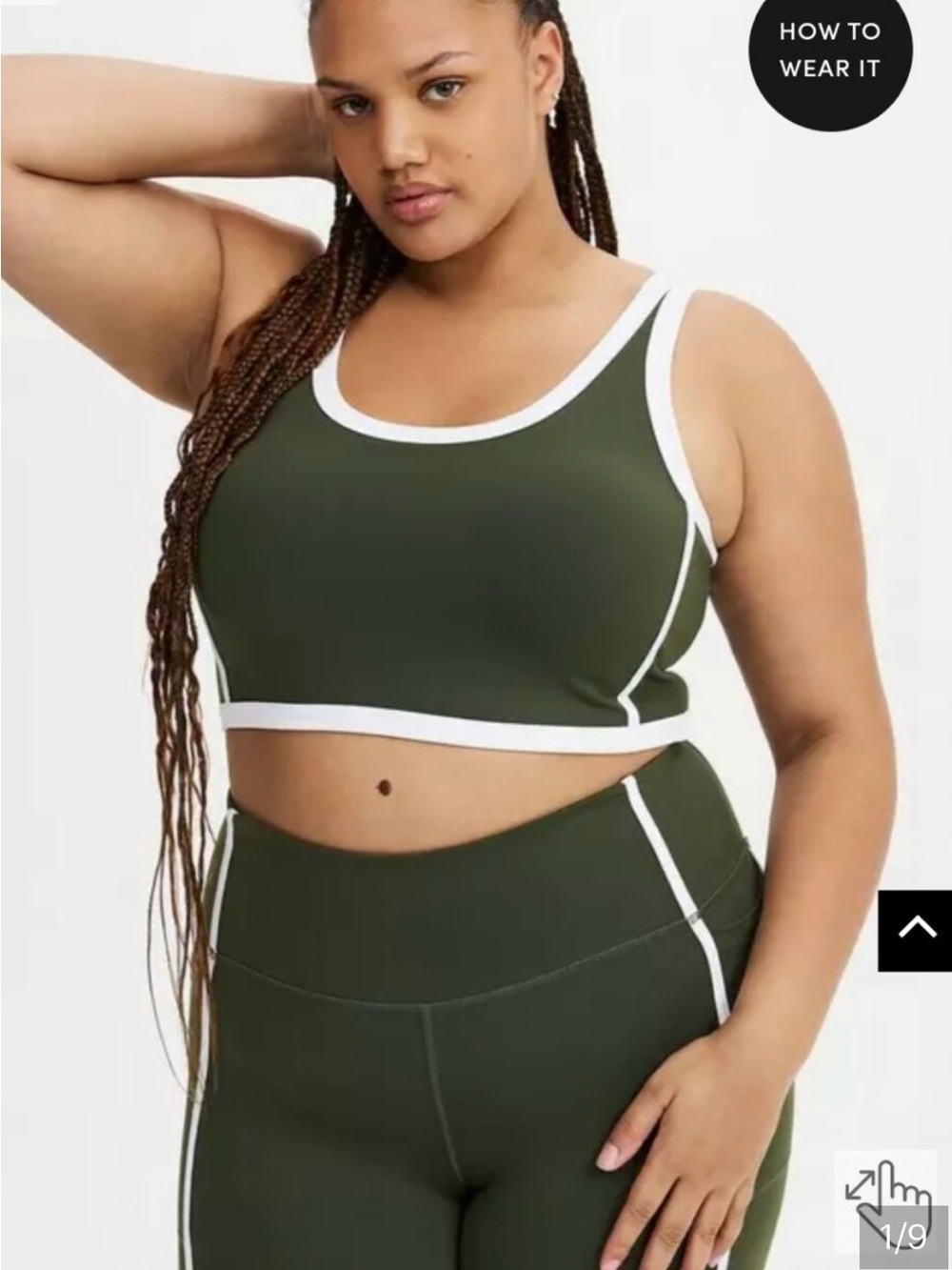 torrid Olive Green Active Fitness Sports Bralette with White Trim and Leggings